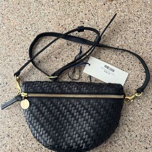 Clare V Black Woven Mini Bag - Petit Fanny